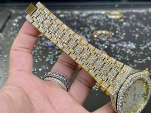 Montre de plongée sportive de luxe personnalisée de haute qualité, 41 mm, chiffres arabes en or, entièrement sertie de diamants, avec mouvement 4302 - Product Image 3