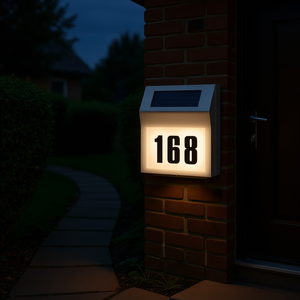 Lámpara LED Solar para Número de Dirección, de Acero Inoxidable, para Montar en Pared, para Jardín o Puerta, Luz Blanca Cálida Suave de 2700K, IP65 - Product Image 2