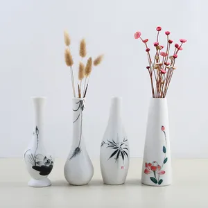 Puro dipinto a mano in stile cinese bianco opaco idroponico floreale tavolo da tè controsoffitto creativo vaso decorazione decorazioni per la casa set regalo