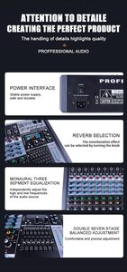 NGVM EX-8 Console de mixage audio professionnelle 8 canaux avec égaliseur 7 bandes <span class=keywords><strong>Interface</strong></span> <span class=keywords><strong>Bluetooth</strong></span>/USB 99 effets DSP - Studio d'enregistrement/DJ - Product Image 6