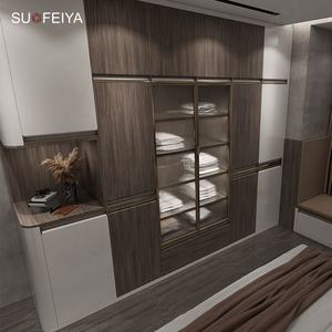 Sofeyia Système de poteau de meuble de chambre à coucher moderne de luxe <span class=keywords><strong>Placard</strong></span> en verre Portes ouvertes Armoire de plain-pied pour appartement hôtel <span class=keywords><strong>Dressing</strong></span> - Product Image 4