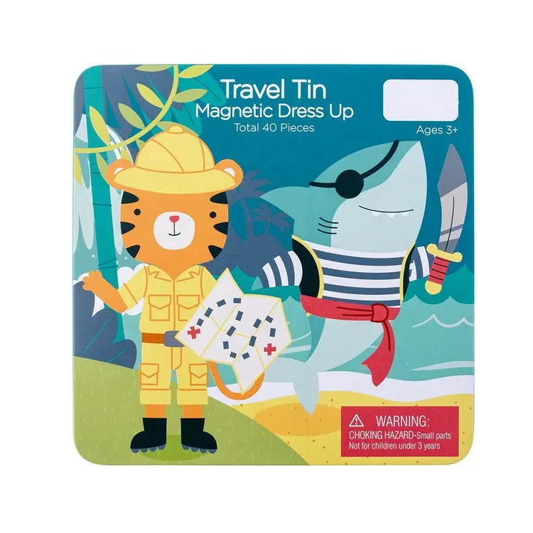 Travel TIN Magnetic Dress UP Shark and Tiger Play Set Mix & Match Magnet Game Board Ideal Travel Activity for Kids