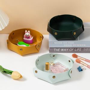 Plateau organisateur pliable en cuir PU, plateau de rangement pour bijoux, clés, pièces de monnaie, dés - Product Image 3