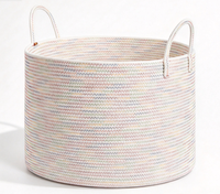 Grand panier en corde de coton tressée avec poignées, bac de rangement décoratif pour linge, vêtements, jouets, couvertures, organisateur de maison
