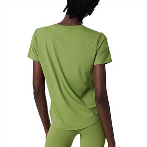 Women's Crew Neck Short Sleeve T-Shirt Solid Color Quick Dry Jersey Fabric Regular Fit Casual Wear All Seasons Green - Product Image 4