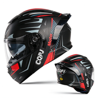 Helm Motor CQPJ ABS Full Face Flip Up Bersertifikasi 3C dan DOT, Dilengkapi Dual Visor dan Slot Headset, Cocok untuk Empat Musim dan Touring