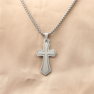 Stainless Steel <b>Cross</b> Pendant Necklace Men's Geometric Design 12001 - Product Image 2