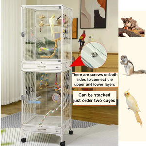 Hot Selling Dubbellaags Kleine Vogel & Eekhoorn Kooi Perfect Huis Voor Suiker Zweefvliegtuigen Duurzaam Glas Met Plastic Dienblad Doos - Product Image 3