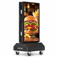 Gemdragon 43 Inch Papan Tanda Digital Luar Ruangan Bertenaga Baterai Dua Sisi 2000 Nits IP65 dengan Roda