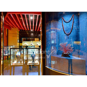 Solution complète pour magasin de bijoux de luxe : vitrine en verre or et noir avec éclairage LED - Product Image 3