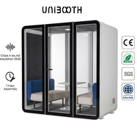 UNIBOOTH - Cabine insonorisée 33 dB, insonorisation ISO 23351, ignifuge, montage rapide, silencieuse, pour salle de réunion, usine, livraison rapide