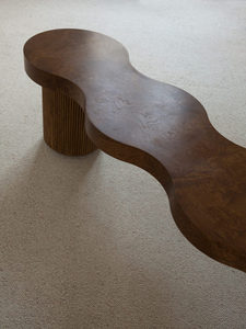 Fancy Design Modern Victorian Fluted Oak <strong>Wood</strong> <strong>Bench</strong> <strong>with</strong> Burl Top-Durable Entry School Apartment Bedroom <strong>Garden</strong> <strong>Bench</strong> - Product Image 4