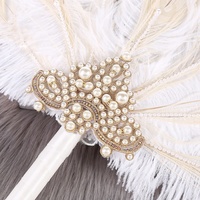 Éventail pliant élégant et stylé en plumes de dinde, fait main, blanc, 50x40cm, pour mariage, cadeau de fête nuptiale, décoration, artisanat, femme