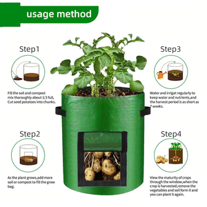 Sac de plantation de tomates et de pommes de terre épaissies en PP de 7 à 10 gallons personnalisé respirant et réutilisable pour le jardin intérieur et extérieur. - Product Image 3