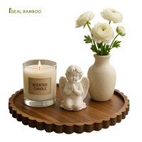 Plateau décoratif artisanal en bois d'acacia durable en forme de fleur pour bougies et parfums, plateau de service de luxe