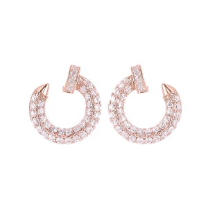 Orecchini a Cerchio E2707 in Oro Rosa con Cristalli e Strass, Lussuosi per Uso Quotidiano Femminile - Product Image 1