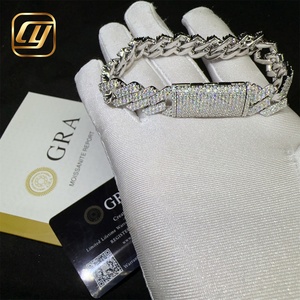 Luxury 13mm 925 Sterling Silver Fashion <b>Iced</b> <b>Out</b> VVS Moissanite Diamond Cuban Link <b>Chain</b> Hip Hop Jewelry Bracelet - Product Image 4