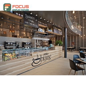 ตู้โชว์กาแฟแบบรวมพร้อมชั้นวางกระจก ตู้โชว์มุม ตู้โชว์ร้านค้าขายกาแฟ - Product Image 4