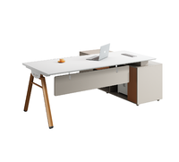 Bureau de direction moderne en L, poste de travail pour manager, bureau informatique extensible en bois durable, montage facile