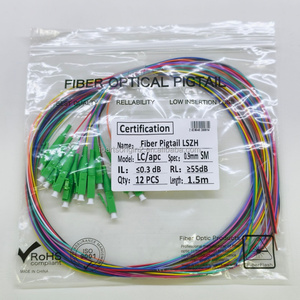 Precio al por mayor: Pigtail de fibra óptica LC APC SM de 12 colores con código de color y revestimiento LSZH para distribución de fibra en gabinetes ODF - Product Image 1