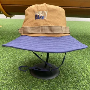 새로운 디자이너 패션 사용자 정의 자수 로프 장식 어부 모자 넓은 테두리 태양 보호 나일론 양동이 모자 문자열