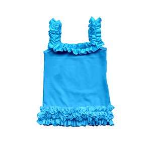 Débardeur en soie de lait pour enfants à volants, caraco sans manches personnalisé de couleur unie pour filles, débardeurs pour enfants OEM ODM - Product Image 1