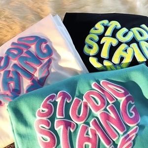 เสื้อยืดพิมพ์ลายสำหรับทุกเพศเสื้อยืดโอเวอร์ไซส์ธรรมดาพิมพ์ลายได้เอง - Product Image 3