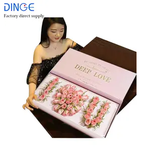 Rose fleur carré personnalisé papier arrangement éternel emballage tiroir boîte cadeau <span class=keywords><strong>surprise</strong></span> - Product Image 1