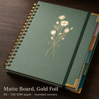 Cahier spirale A5 5 sujets, 240 pages, couverture en carton avec bande élastique, cahier spirale avec logo personnalisé, école, bureau, usine
