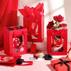 Sacs en <span class=keywords><strong>Papier</strong></span> Kraft d'Emballage Cadeau avec Fenêtre Transparente et Poignées pour Entreprises, Shopping, Mariages, Baby Showers et Cadeaux d'Invités - Product Image 6