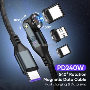 48V/5A 240W 磁力线 |   Type C & IOS & Micro 三合一充电连接器 PD240W 27W 手机笔记本电脑快速充电器数据线 - Product Image 5