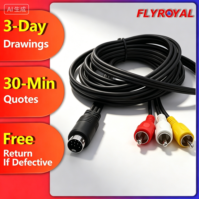 1.8m Mini DIN 9Pin S-Video to 3 RCA Male AV Cable RGB TV HDTV Audio Video Wire Harness Assembly for Retro Gaming Console