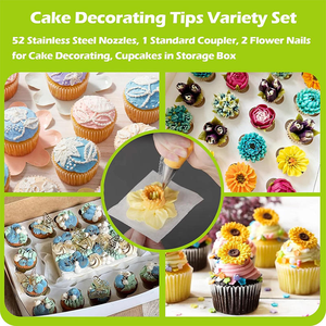 Juego de 52 Boquillas para Decoración de Pasteles, Bolsas de Repostería, Bolígrafos para Colorear Fondant, Herramientas para Hornear, en Caja de Plástico - Product Image 3