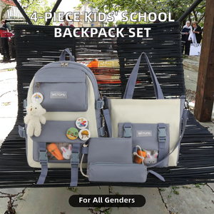 4 unids/set de mochila para niños, conjunto de mochila escolar para niñas con cierre de cremallera, mochila para niños, mochila escolar en blanco para estudiantes - Product Image 6