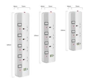 4 cổng 2 <span class=keywords><strong>USB</strong></span> A 1 Loại-C Ổ cắm điện Extender với độc lập chuyển đổi ABS Chất liệu 3/4/2 cửa hàng quốc tế phổ cắm - Product Image 4