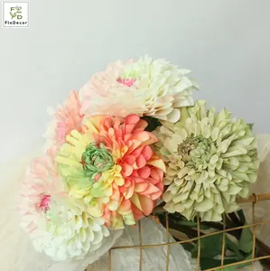 ดอกไม้ตกแต่งในร่มที่ชื่นชอบผ้าไหมประดิษฐ์ Dahlia ดอกไม้ Vintage Dahlias 72 ซม.การถ่ายภาพ Props ประตูฤดูใบไม้ร่วงสี