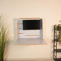 Bureau mural rabattable avec étagères, espace de travail compact et dissimulé pour petit bureau à domicile en appartement, OEM