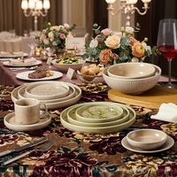 Ensemble de table à manger de luxe ST, vaisselle en céramique avec glaçure craquelée réactive, Vajilla De Ceramic Restaurante Hotel Catering Tableware