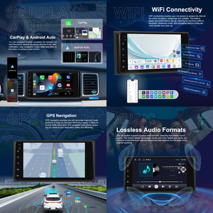 Autoradio Android Podofo 7'' per <span class=keywords><strong>Toyota</strong></span> <span class=keywords><strong>Corolla</strong></span>/<span class=keywords><strong>RAV4</strong></span>/Prado/4Runner/Camry/Hilux 2+64G con Carplay/Android Auto Wireless, GPS/WiFi OEM - Product Image 3