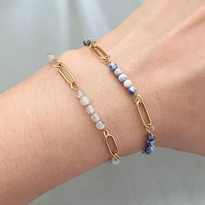 Wholesale Asymmetrical Natural Stone <b>Bracelet</b>, Stainless Steel Chain Jewelry <b>for</b> Mother's Day Gift Shop Bulk - Product Image 4