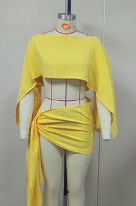 طقم نسائي من قطعتين متوفر بأربعة ألوان، قميص فضفاض وتنورة، ملابس شاطئ، مقاسات S-<span class=keywords><strong>M</strong></span> - Product Image 3