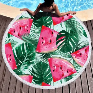 Printed Logo Customized design thick large round beach towel