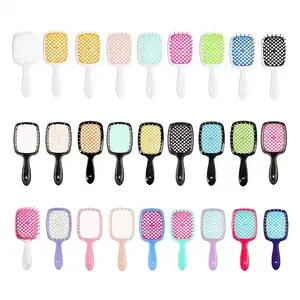 Item de venda quente Scalp Massagem Fluffy Shaped Oco Comb Hollow massagem malha pente Cabelo Seco Molhado Dual-Purpose Hair Mesh comb