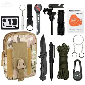 Kit de equipo de supervivencia 15 en 1, bolsa de emergencia para caza, equipo de ayuda contra el sismo, regalos de cumpleaños de San Valentín