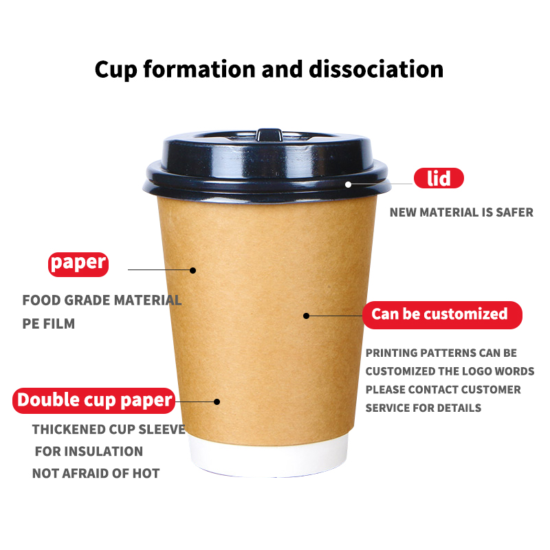 High quality Disposable double Wall paper cup Takeout hot drinks Cup with lidPopular