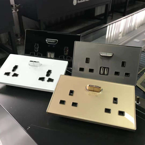 Langyeao 1/2/3/4gang cổ điển lật tự đặt lại kính cường lực nút nụ cười công tắc và ổ cắm piano với đèn báo LED - Product Image 4