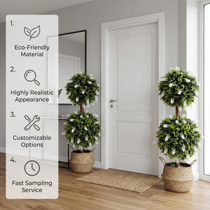 Arbre artificiel double boule <span class=keywords><strong>de</strong></span> lavande blanche RUOPEI, 5000H, résistant aux UV et à la <span class=keywords><strong>d</strong></span>écoloration, pour porche avant, <span class=keywords><strong>entrée</strong></span>, <span class=keywords><strong>d</strong></span>écoration intérieure - Product Image 2