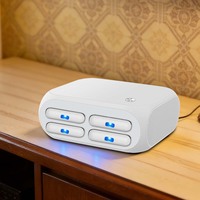 Sin Escaneo de Código QR, Sin Necesidad de Red, Dispensador de Baterías Portátiles de 10W con 4 Ranuras, Operado con Botones, Estación de Carga Compartida de Escritorio para Hotel