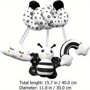 Jouets Montessori JET OEM Tambour tactile sensoriel et cloche à main Cartes sensorielles noir et blanc pour le développement sensoriel Jouets éducatifs - Product Image 4