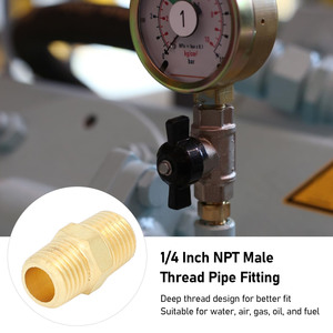 Brass Threaded Connector Double External NPT Adapter For Hydraulic Air Water Pipes 18-1 Copper Plug In - Product Image 2